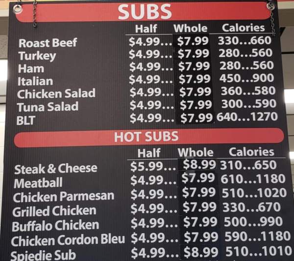 Page 3 of menu, Mirabito Convenience Store Lansing, NY